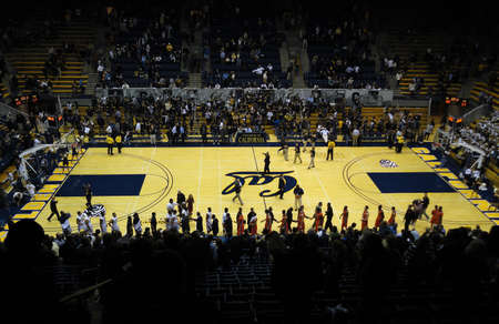 BERKELEY, CA - JANUARY 27: Cal Vs. Oregon State - Player shake hand at the end of game at the Haas Pavilion taken January 27, 2011 Berkeley California. のeditorial素材
