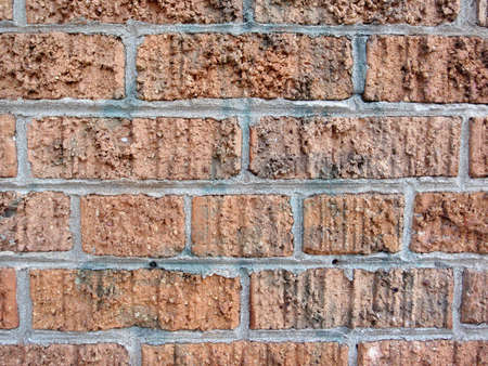 Yellow-orange Brick wall cemented together thats has had spray paint removed from it.の写真素材