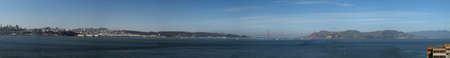 Sweeping Panoramic of San Francisco Bay from Alcatraz Island on a clear day.の写真素材