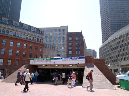 BOSTON - JUNE 1: People coming and going from the Government Center subway station. June 1, 2010 Boston MA. のeditorial素材