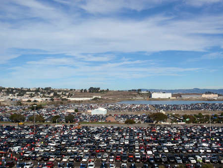 SAN FRANCISCO, CA - NOVEMBER 14:  Candlestick Parking lot before the start of 49ers game as people are entering stadium at Candlestick Stadium on Sunday November 14 2010 in San Francisco California.のeditorial素材