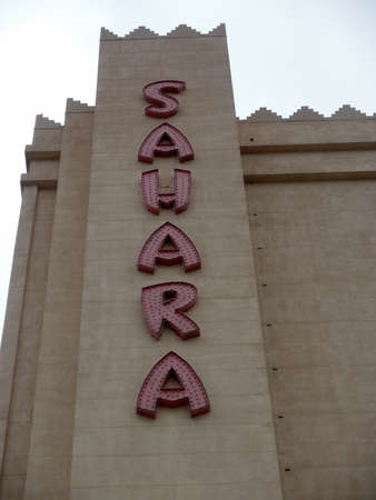 LAS VEGAS - FEBRUARY 8: Sahara Neon Sign on the side of the Hotel which has since closed taken February 8, 2010 in Las Vegas, Nevada.のeditorial素材