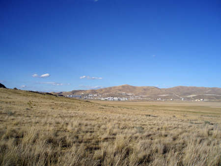 Grass Field in remote area of Utah by the Great Salt Lake on a clear day.の写真素材