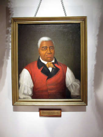 King Kamehameha the Great the first king of a united Hawaii, Painting - Unknown Artist from the early 19th century                                の写真素材