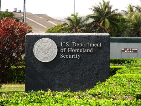 US Department of Homeland Security - Sign on Oahu, Hawaii.                               のeditorial素材