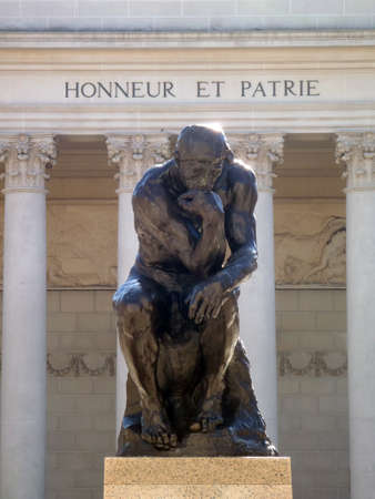 front profile of the masterpiece the Thinker by Auguste Rodin - This Thinker is located at the entrance of the Palace of the Legion of Honor in San Francisco のeditorial素材