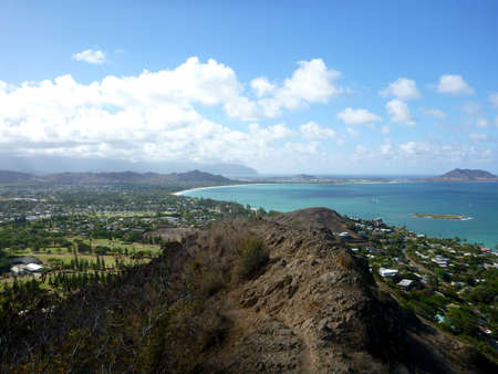 Mountain Trail leading to the town of Kailua on Oの写真素材