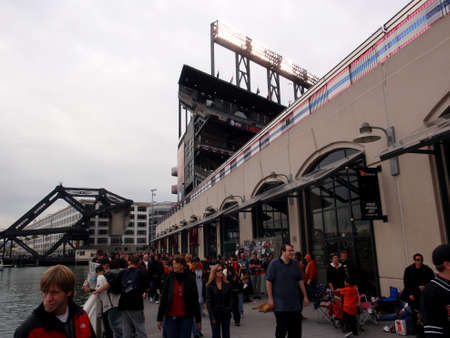 SAN FRANCISCO, CA - OCTOBER 27: Giants fans wonder around stadium before start of game 1 2010 World Series game Giants and Rangers Oct. 27, 2010 AT&T Park San Francisco.のeditorial素材