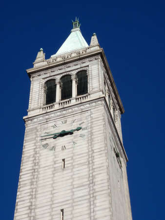 California campanile clock tower, Sather Tower, on the campus of the University of Berkeley, USA.