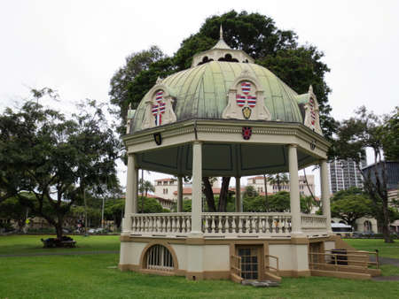 Keli'iponi Hali - The Coronation Pavilion was built for the February 12, 1883 coronation of King Kalakaua and Queen Kapi'olani.  It is used for the inauguration of the Governors of the state of Hawai'i.のeditorial素材