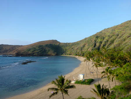 Hanauma Bay and Beach in the early morning on the island of Oahu in the state of Hawaii.の写真素材