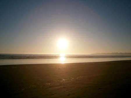 Sunset on an empty clear sky day at Stinson Beach, California.の写真素材