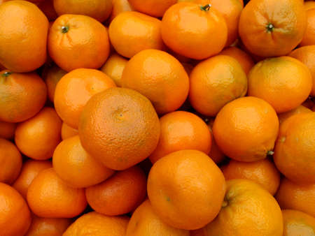 Tangerines for sale at farmers market in Honolulu, Hawaii.の写真素材