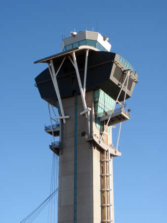 Modern Aviation Watch Tower against a blue sky at LAX.のeditorial素材