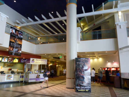 HONOLULU - MARCH 4: Inside Movie theater food area as Movie goers visits Ward Stadium with TITAN XC to see the latest movies on March 4, 2012 in Honolulu, Hawaii.  Ward Stadium is the largest movie complex in the state of Hawaii and features the latest anのeditorial素材