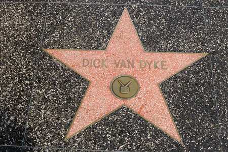 HOLLYWOOD - JANUARY 23: Dick Van Dyke's star on Hollywood Walk of Fame, as seen on January 23, 2014 in Hollywood in California. This star is located on Hollywood Blvd. and is one of 2400 celebrity stars.のeditorial素材