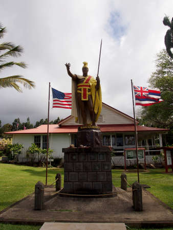 King Kamehameha Statue in historic town Kapaau.  のeditorial素材