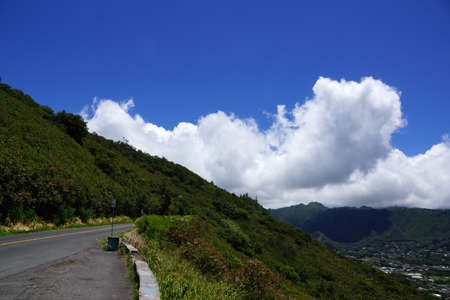 Tantalus Lookout on Round Top drive overlooking Moana on Oahu, Hawaii.の写真素材
