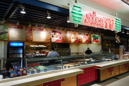 HONOLULU - December 12, 2014:  A Sbarro at the Honolulu Ala Moana Center. Sbarro, LLC is a chain of pizza restaurants that specializes in New York style pizza and other Italian-American cuisine on December 12, 2014.のeditorial素材