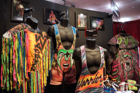 SAN JOSE - MARCH 28: WWE Legend the Ultimate Warrior outfit and photo display at WWE Axxess event at the McEnery Convention Center in San Jose, California on March 28, 2015.のeditorial素材