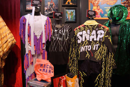 SAN JOSE - MARCH 28: WWE Legend Macho Man outfit and photo displays at WWE Axxess event at the McEnery Convention Center in San Jose, California on March 28, 2015.のeditorial素材
