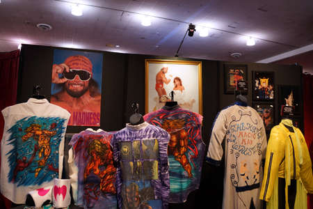 SAN JOSE - MARCH 28: WWE Legend Macho Man and the Ultimate Warrior outfit and photo displays at WWE Axxess event at the McEnery Convention Center in San Jose, California on March 28, 2015.のeditorial素材