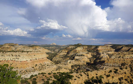 San Rafael Swell landscape in Utah with rain falling from the clouds.の写真素材