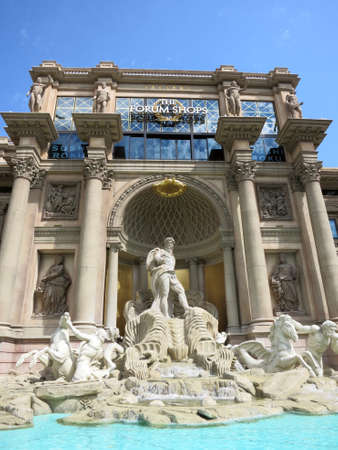 Las Vegas, Nevada - JUNE 29 2015: "The Forum Shops"; mall connected to Caesars Palace; extension wing of main casino; simulates ancient Roman streets including fountains, statues and facades during the day.のeditorial素材