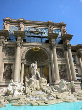 Las Vegas, Nevada - JUNE 29 2015: "The Forum Shops"; mall connected to Caesars Palace; extension wing of main casino; simulates ancient Roman streets including fountains, statues and facades during the day.のeditorial素材