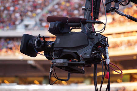 SANTA CLARA - MARCH 29: Professional Camera hangs in the air recording event at Wrestlemania 31 at...