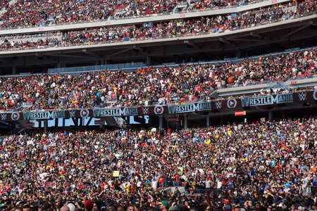 SANTA CLARA - MARCH 29: Crowd of fans in stands at Wrestlemania 31 at the Levi's Stadium in Santa Clara, California on March 29, 2015.のeditorial素材