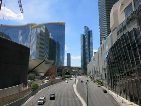 LAS VEGAS - JUNE 29: Harmon street leading to Crystals at City Center on Las Vegas Boulevard on June 29, 2015 in Las Vegas.  With a total cost of 9.2 Billion, CityCenter is the largest privately financed development in the United States.のeditorial素材