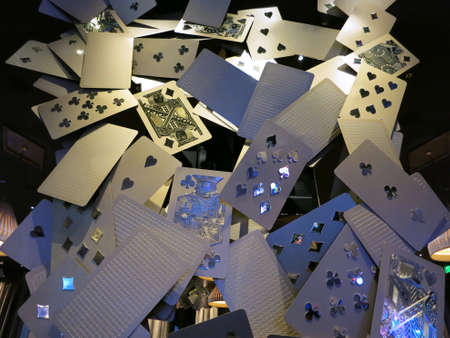 LAS VEGAS - JUNE 29: Playing Card Art display at Aria Resort and Casino on Las Vegas Boulevard on June 29, 2015 in Las Vegas.  The Aria was opened on 2009 and is the world's largest hotel to receive LEED Gold certification.のeditorial素材