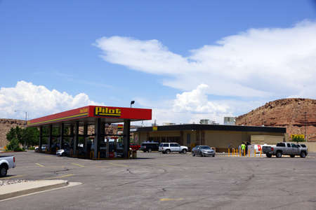 UTAH - JUNE 30: Pilot Gas Station travel center.  Pilot J is the largest operator of travel centers and travel plazas in North America.  June 30, 2015 Utah.のeditorial素材