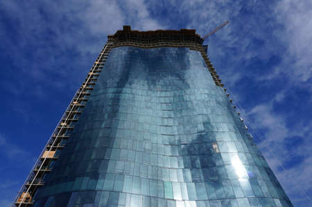 HONOLULU - FEBRUARY 21: Luxury Condo Building Waiea,  the pinnacle of high-end living on Ala Moana Boulevard, 36-floor tower of architectural sophistication under construction in Ward Village  in Honolulu, Hawaii on February 21, 2016.のeditorial素材