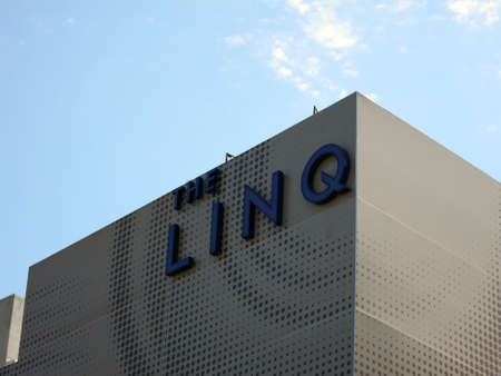 LAS VEGAS - JUNE 29:  The Linq Sign on side of top of building in Las Vegas. O'sheas casino closed making way for the Linq. Now that Linq is open, and a popular attraction on June 29, 2015 in Las Vegas.のeditorial素材