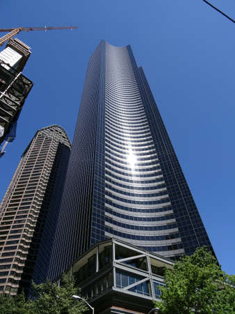 SEATTLE, WASHINGTON, USA - JUNE, 2016: Columbia Center and building under construction in Seattle, Washington, United States. The Office Tower Contains 76 Stories Above Ground and Seven Below.のeditorial素材