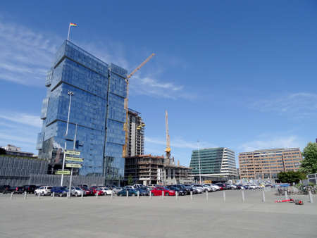 SEATTLE - JUNE 26: New buildings under construction near football stadium in Seattle in June 26, 2016.のeditorial素材