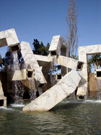 San Francisco - March 26, 2010: Vaillancourt Fountain, sometimes called Quebec libre!, is a large fountain located in Justin Herman Plaza in San Francisco, designed by the Qu?b?cois artist Armand Vaillancourt in 1971.のeditorial素材