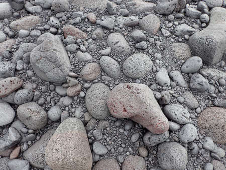 Lava rock black sand and rocks close-up on Big Island, Hawaii.の写真素材