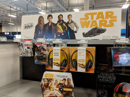 Honolulu - March 7, 2018: Star Wars Solo Toys on display a Best Buy.  Star Wars Solo is a 'Star Wars...