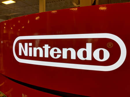 Honolulu - September 7, 2018:  Nintendo Red and White Logo inside Best Buy store.  Nintendo Co., Ltd. is a Japanese multinational consumer electronics and video game company headquartered in Kyoto. Nintendo is one of the world's largest video game companiのeditorial素材