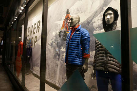 Honolulu - November 26, 2015:  The North Face Window Display on Grey Thursday evening at the Ala...