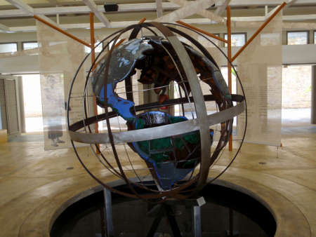 Puerto Rico - January 10, 2009: Large Globe inside the El Yunque Rainforest Visitor Center. The building is an impressive structure hidden amongst the trees of El Yunque and is accessed from the car park by an elevated walkway.のeditorial素材