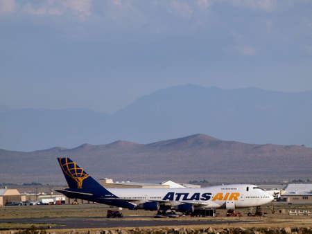 California - August 1, 2011:  Atlas Air commercial airliners plane parked in the Desert.  Large...