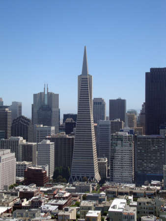 San Francisco - June 17, 2010: Transamerica Pyramid and tall buildings of downtown of San Francisco City, California.のeditorial素材