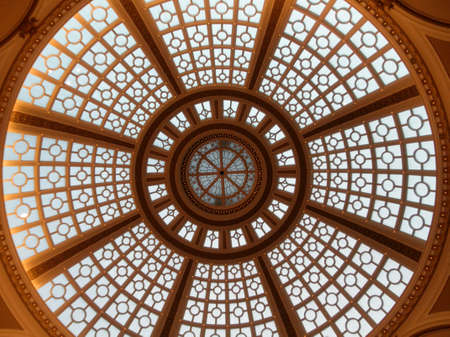 San Francisco - June 15, 2010: Looking upward at the inside of the Old Emporium dome in San Francisco, California.  It is a 102-foot-wide skylit dome built in 1908.のeditorial素材
