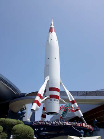 California - July 23, 2012: Moonliner Rocketship and Coca-Cola logo above the Spirit of Refreshment....