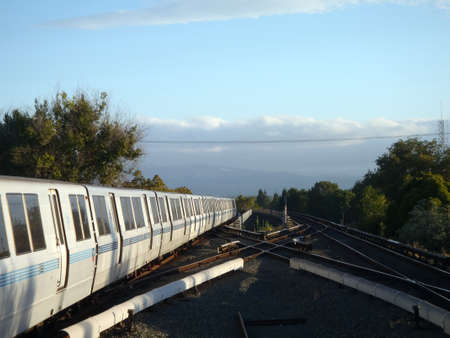 Concord, California -August 28, 2010: Train pulls into Concord BART Station during the day.のeditorial素材