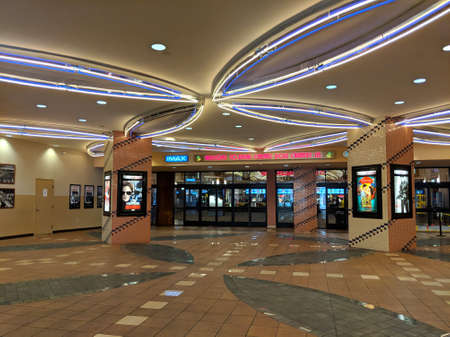 Honolulu -  August 24, 2018:  Entrance to Movie Theater Regal Dole Cannery IMAX & RPX with movie posters on display.のeditorial素材